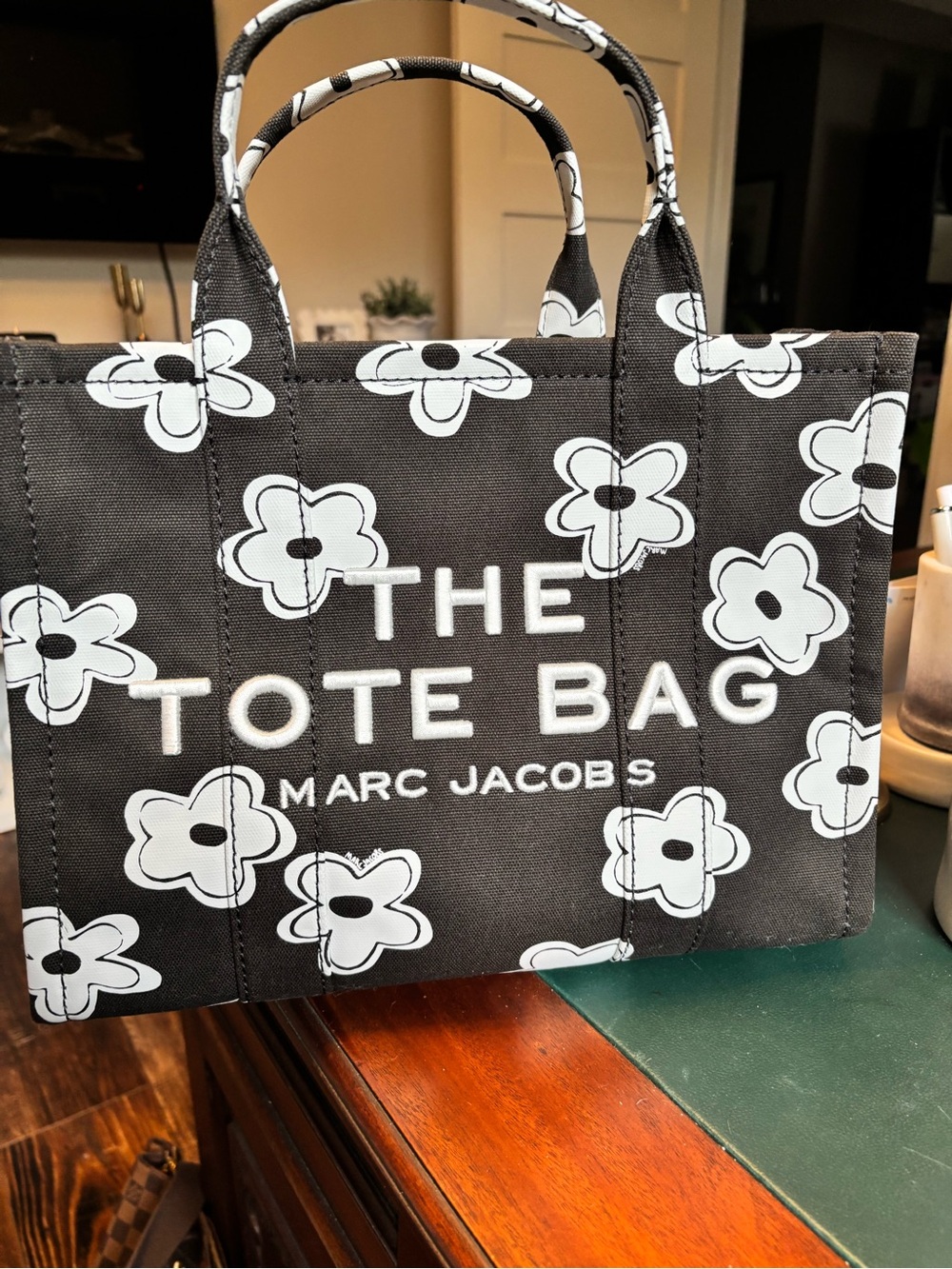 Marc Jacobs Black & White Floral Canvas Tote